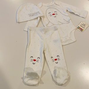 Adorable three piece infant matching set